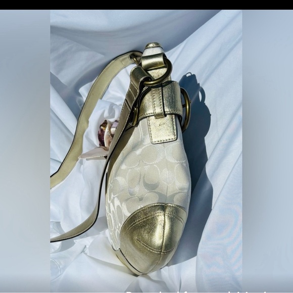 Coach Vintage Signature 3574 Gold Bag - EUC gold trim  with canvas - Picture 7 of 11